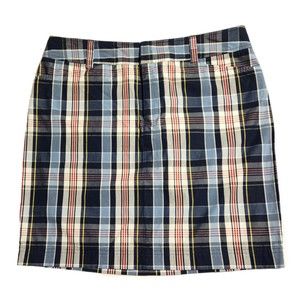 Chaps Skirt Red Blue White Plaid Cotton Pockets Womens Size 8
